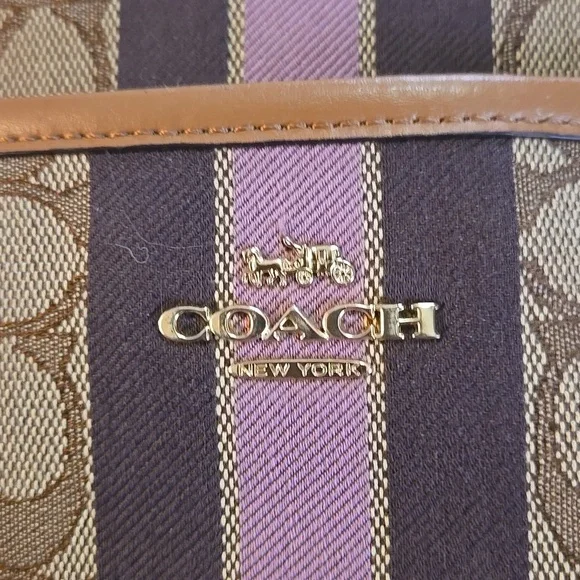 Coach File Brown and Purple Signature Crossbody Bag - Picture 9 of 13